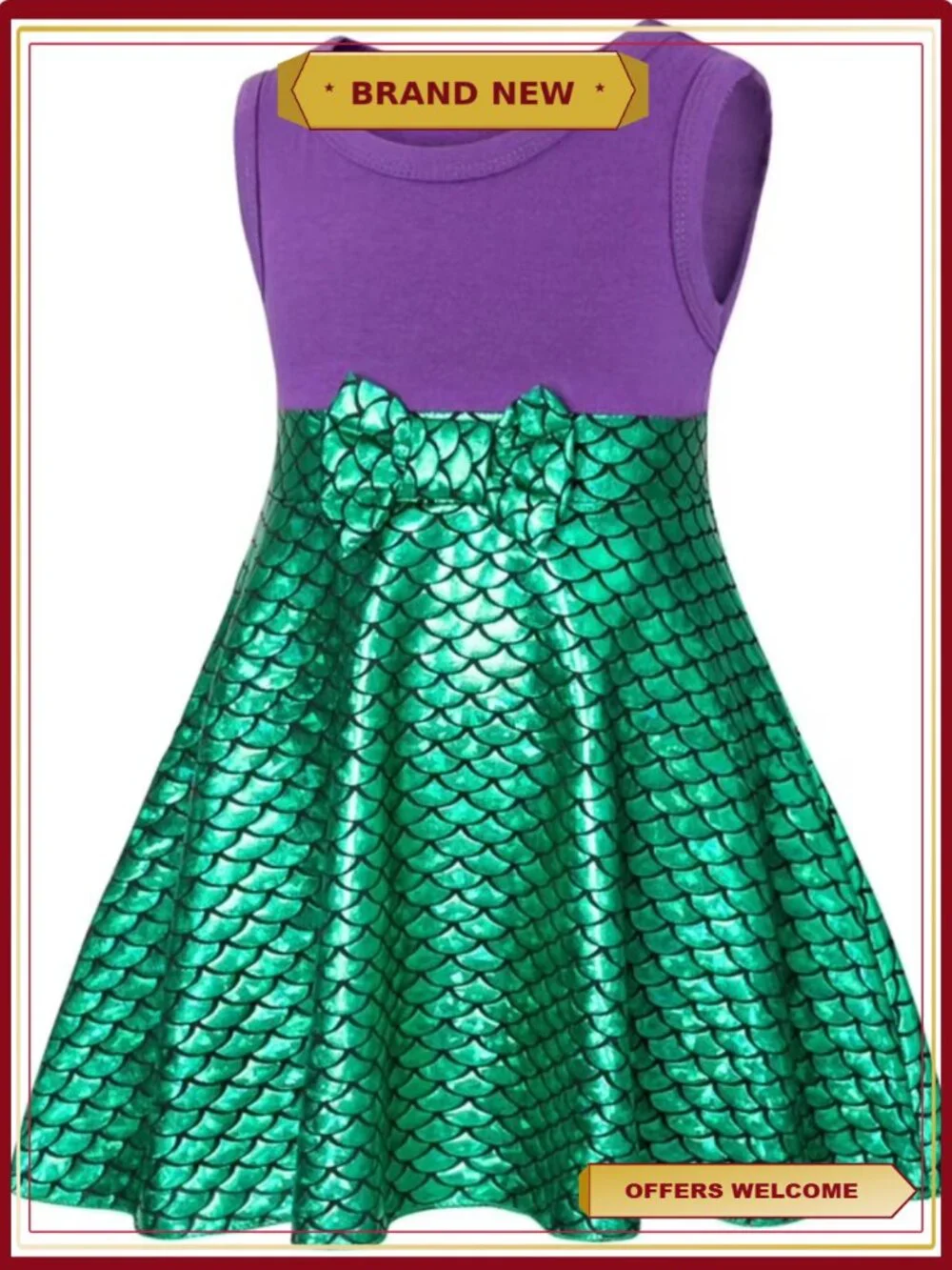 Mermaid Princess Dress Girls Costume Toddler Dress Up Cosplay Halloween